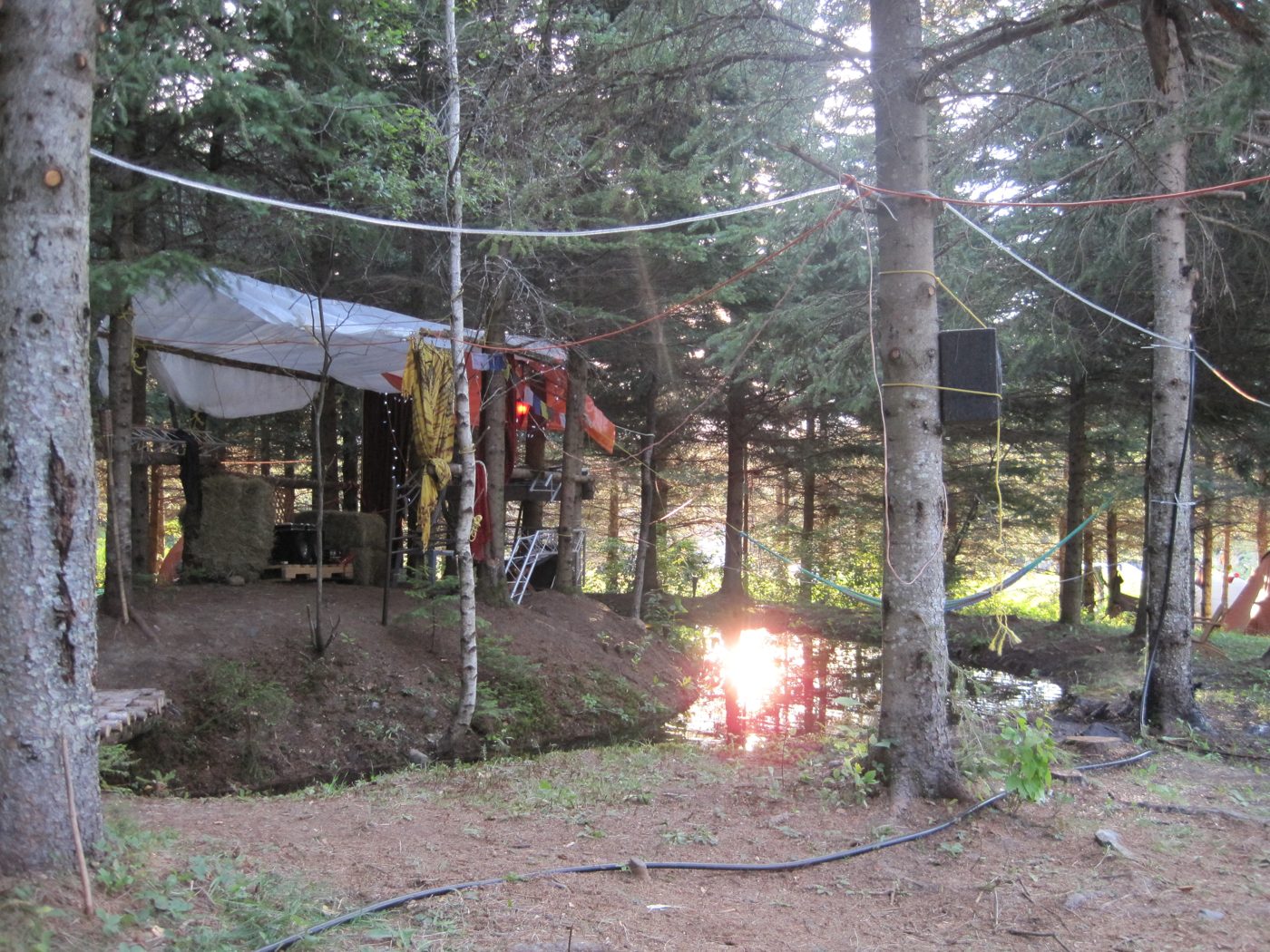 La scène de forêt, avec sa lampe rouge.