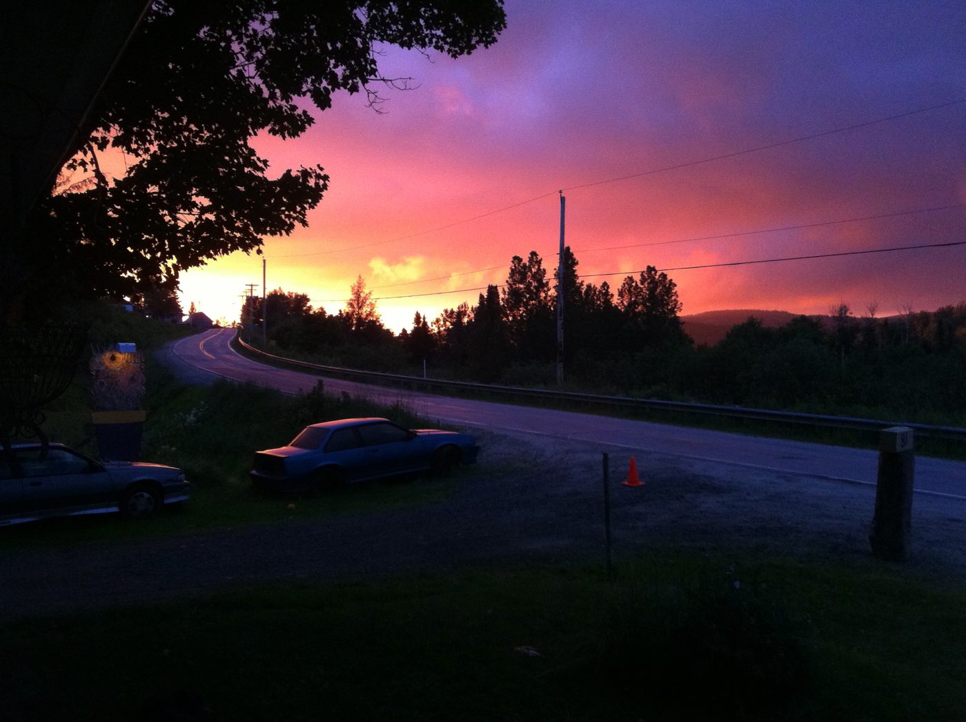 Coucher de soleil sur la route 263.